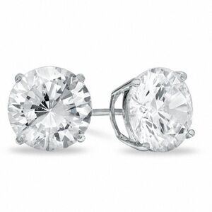 Renaissance Collection 14k White Gold CZ Stud Earrings Pierced Ears